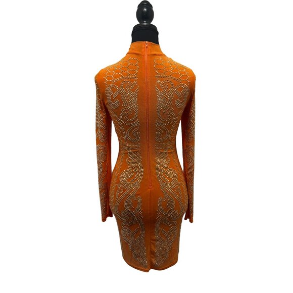 Y2K Windsor Orange Sequin Embellished Bodycon Dress - SIZE S - Like New! - Picture 7 of 8